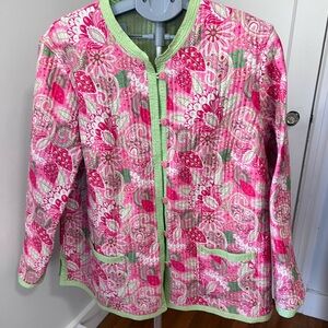Vibrant Pink and Green Women's Floral Jacket